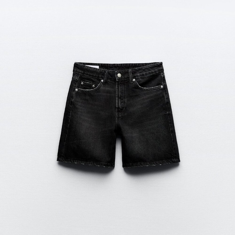 ZARA Trafaluc High-Rise Black Denim Shorts (EU 36 / US 4)
